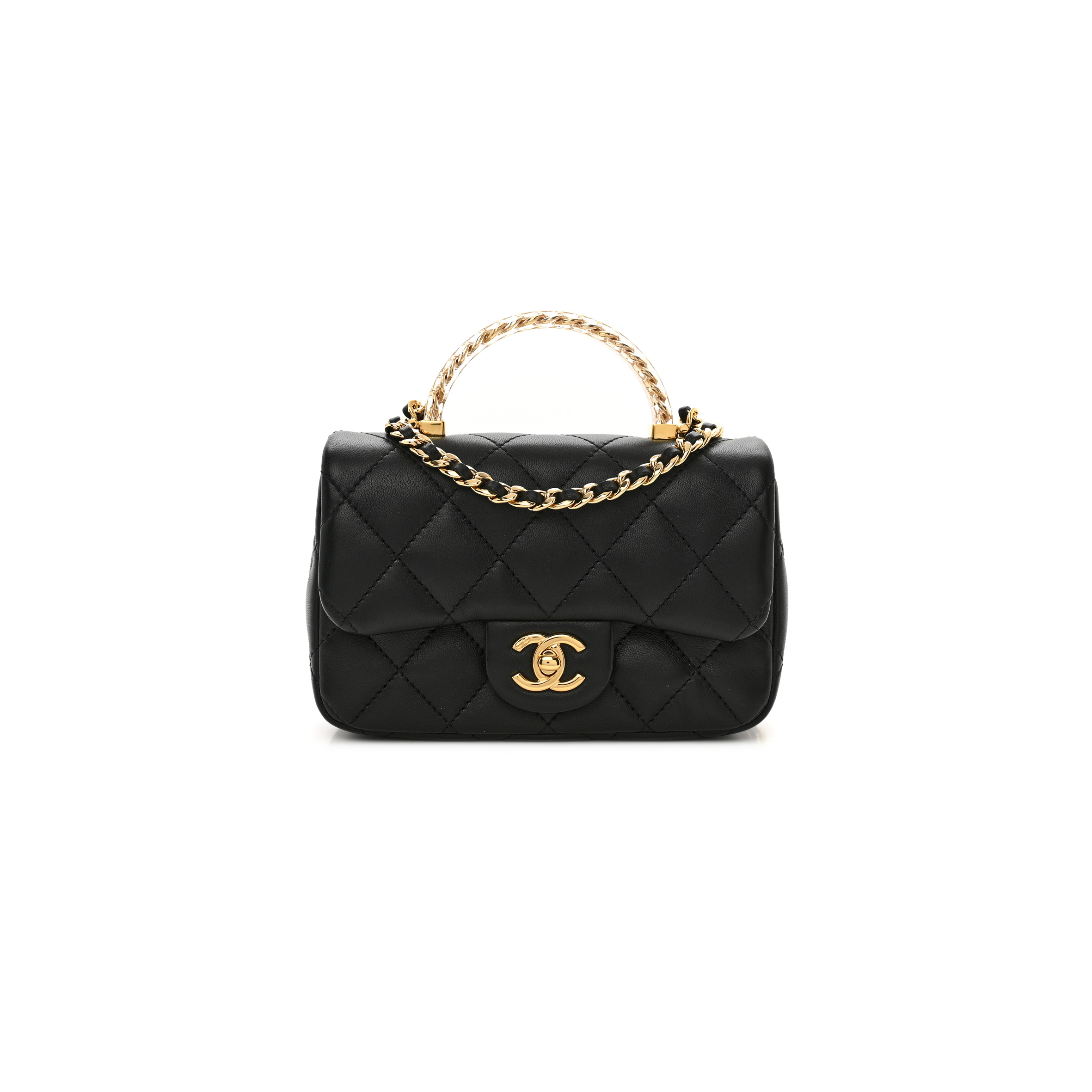 CHANEL MASTER LAMBSKIN QUILTED RESIN MINI TOP HANDLE FLAP AS4847 (19*12*6cm)